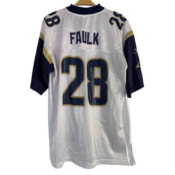 Men’s Reebok St. Louis Rams #28 Faulk football jersey white large 6089 EUC - Picture 7 of 8